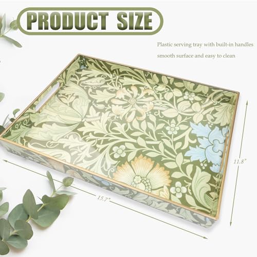Plastic Serving Tray with Handles for Coffee Table