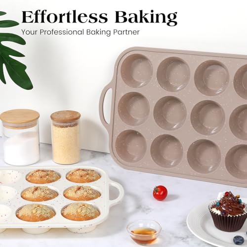 2Pack Silicone Muffin Pans for Baking with Metal Reinforced Frame (2 Count)