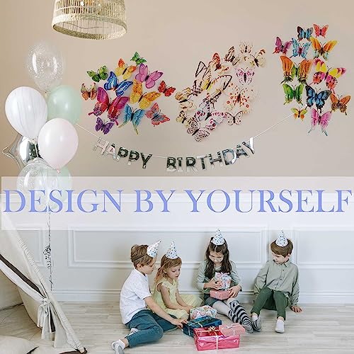 3D Butterfly Wall Decor Butterfly Decorations Stickers with Magnets (48 Count)
