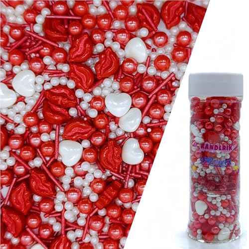 Sprinkles Redlips & Heart Cake Decorations Topper Edible Themed Sprinkles For Cake Decorations (4.58 Ounce)