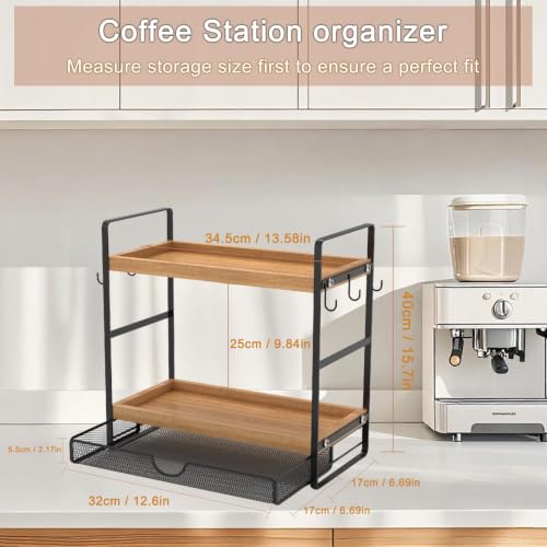 Coffee Station Organizer with Pod Holder and Drawer
