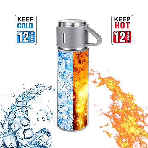 Stainless Steel Thermo 16.9oz Vacuum Insulated Bottle with Cup for Coffee Hot drink and Cold drink water flask
