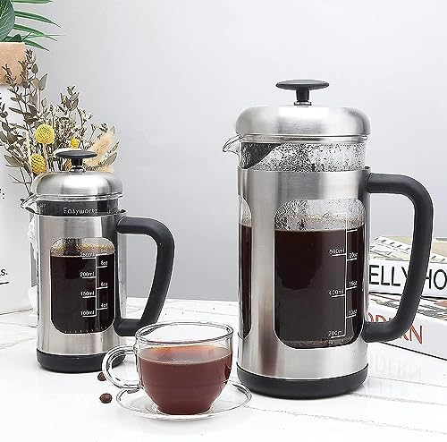 Stainless Steel French Press 34 oz Coffee Tea Maker with Soft Grip Handle