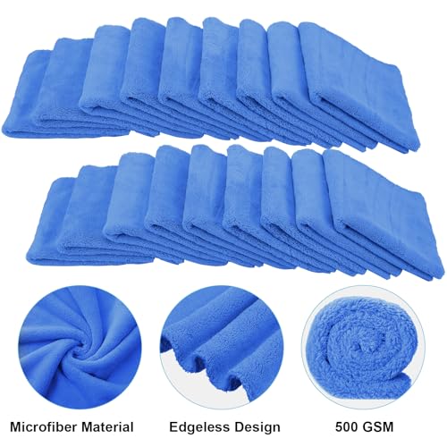 30 Pcs 12 x 16 Inch Edgeless Microfiber Plush Towels for Cars Detailing Drying Wash Polishing Absorbent Cleaning Cloths (30 Count)
