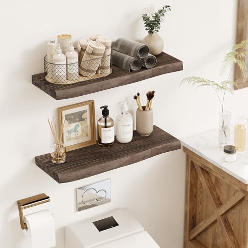 Wood Floating Shelves Live Edge 24” Set of 2 (2 Count)
