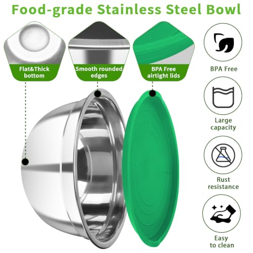Stainless Steel Mixing Bowls with Color Lids (7 Count)