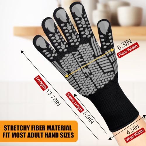 BBQ Gloves 1472°F Heat Resistant with Silicone Grip Oven Mitts (2 Count)