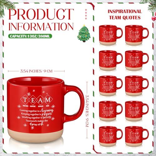 10 Pcs Team Gifts for Employees Bulk 13 oz Thank You Mugs Gifts Bulk Cups Red Team Cups Inspirational Ceramic Coffee Mugs for Teacher Nurse Coworker Office Staff Manager (10 Count)