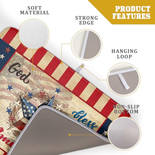 4th of July God Bless Dish Drying Mat for Kitchen Counter
