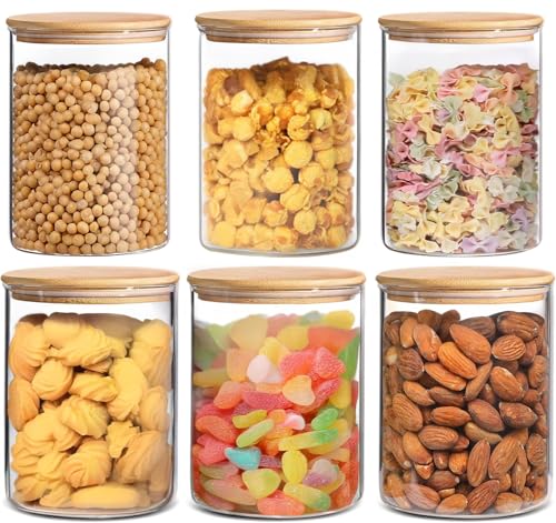 6 Pack Glass Food Storage Jars with Airtight Lids