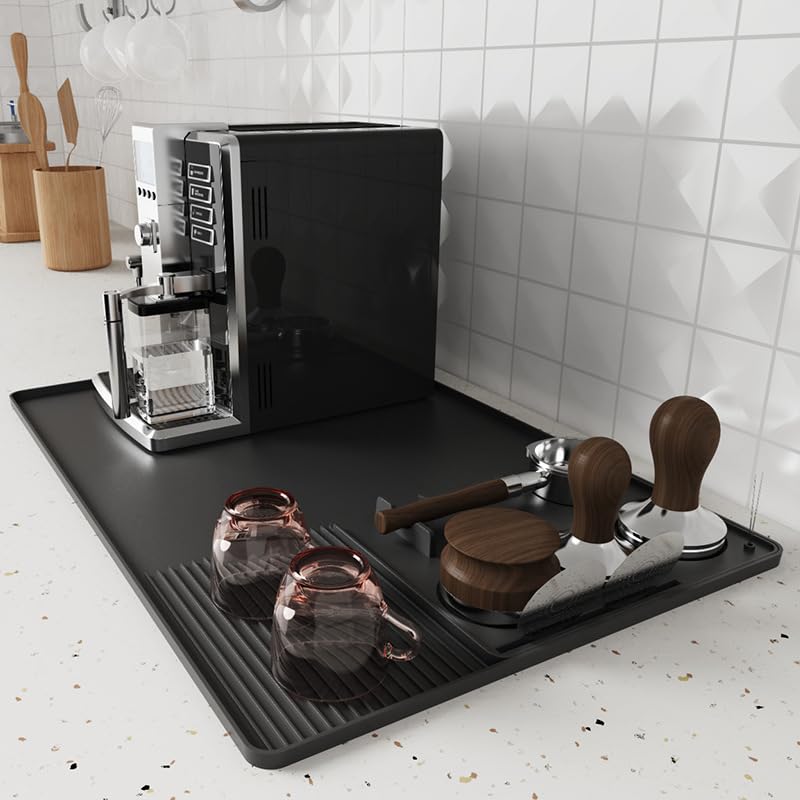Coffee Mat Coffee Maker Mat for Kitchen Counter with Tamping Mat