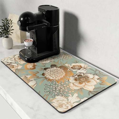 Coffee Mat 12" x 19" Cute Coffee Bar Mats for Espresso Machine Station Accessories and Organizer