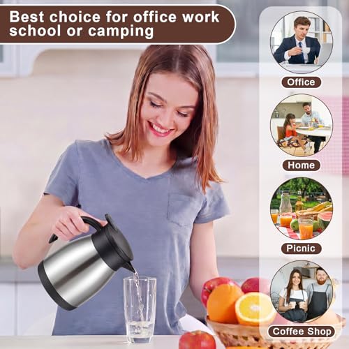 2 Pcs Thermal Coffee Carafe Insulated Stainless Steel Coffee Carafe for Hot Liquid Vacuum Thermal Pot Creamer Pitcher Dispenser with Brushes Keeping Hot Water Milk (2 Count)