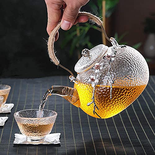 Japanese Style hammered glass exquisite 900ml tea pot