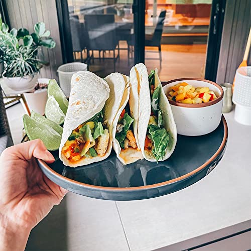 Ceramic Flat Dinner Plates Set of 6 (6 Count)