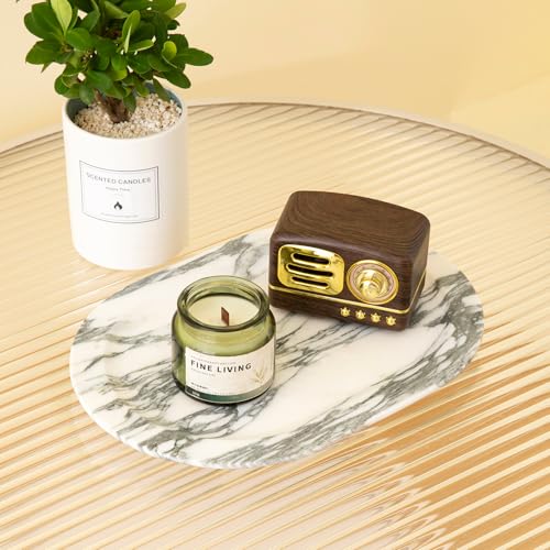 Natural Marble Decorative Tray Bathroom Counter Perfume Organizer Vanity Tray for Home Decor