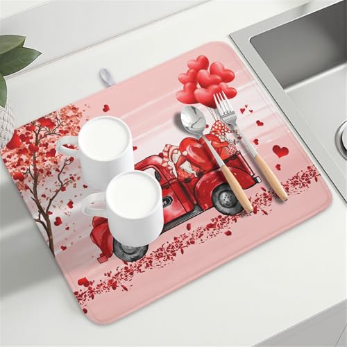 Valentine's Day Dish Drying Mats for Kitchen Counter