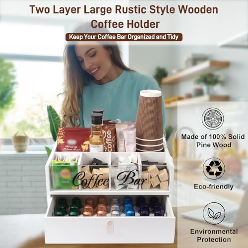 2 Tier Coffee Bar Organizer with Clear Acrylic Top