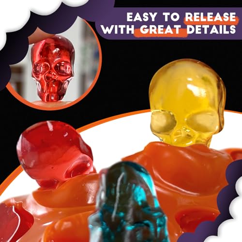 Mini Skull Molds Silicone Halloween for Candy Gummy Chocolate (2 Count)