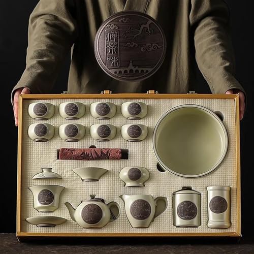 Tea Sets Teaware Set Gift Box Ruyao Ceramics Household Kung Fu Teaware Set Tea Pot Tea Cup Tea Plate Travel Tea Set Teapot