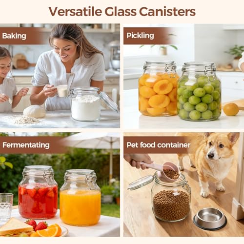 Large Glass Pantry Jars with Airtight Lids 74 oz 2 Pack Wide Mouth (2 Count)