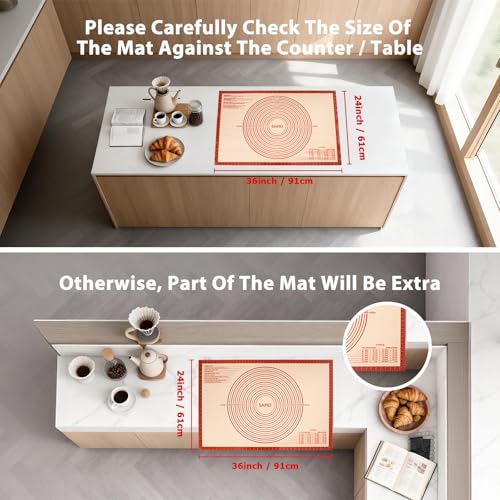 Thick Silicone Pastry Mat Baking Dough Rolling Extra Large 24" x 36"