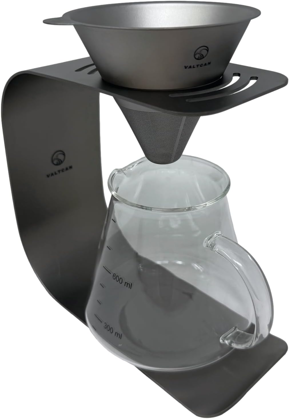 Valtcan Titanium Pour Over Coffee Maker Set – Reusable Metal Filter, Cone Dripper, Mug Stand – Ultralight, Durable, No Plastic, for Camping, Hiking, Home or Office Brewing