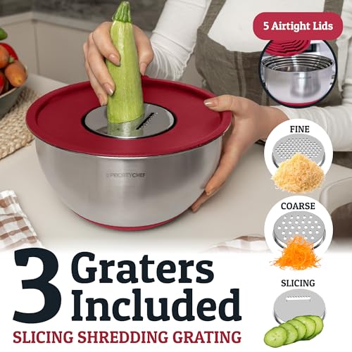 Stainless Steel Mixing Bowls with Lids Set (5 Count)