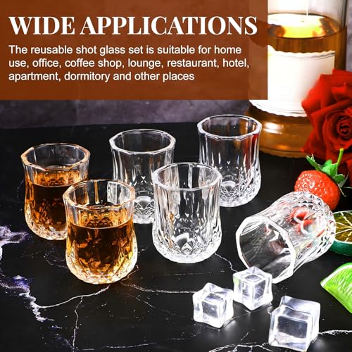 24 Pcs 1.7 oz Mini Shot Glasses Set Whiskey Tasting Glasses Heavy Duty Base Clear Shot Cup Cute Cordial Mini Wine Cups for Bourbon