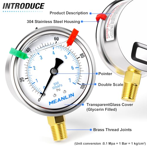 0~100Psi Liquid Filled Pressure Gauge 1