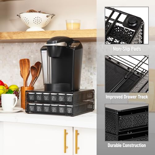 2 Drawer Coffee Pod Organizer with Removable Dividers