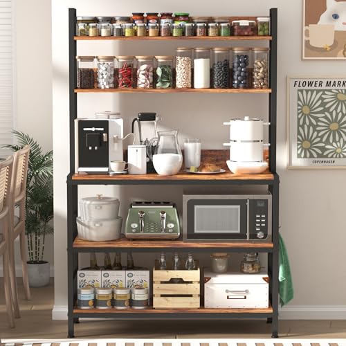 Kitchen Bakers Rack with Storage Shelves