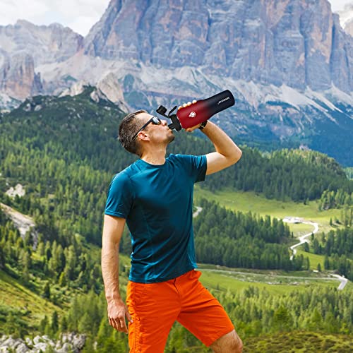 32oz Water Bottle Wide Mouth Stainless Steel Vacuum Insulated Double Wall with 2 Straw Lids Fit in Any Car Cup Holder