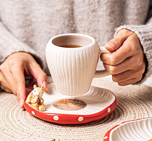 Cute Mushroom Mug with Saucer