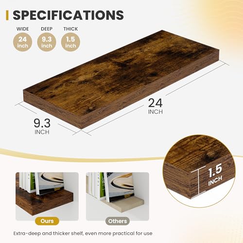 24 Inch Floating Shelves (2 Count)