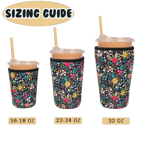 Reusable Insulated Neoprene Iced Coffee Cup Sleeve (3 Count)