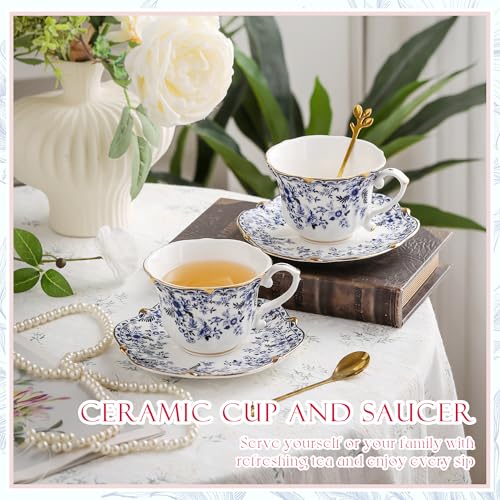 Country Roses Bone China Tea Cup and Saucer Set (3 Count)