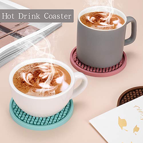 Silicone Coasters [6 Pack] Thickened Drink Coasters with Holder (6 Count)