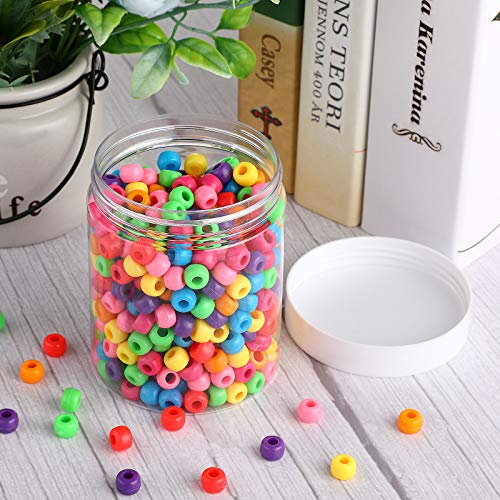 4 Pcs Plastic Jars Wide Mouth with Lids (10 Ounce)