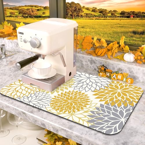 2PCS 16" x 24" Fall Dish Drying Mat & 24" x 5.5" Sink Splash Guard (2 Count)