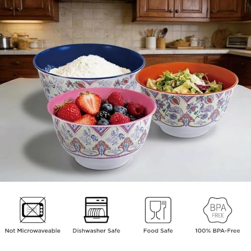 Melamine Mixing Bowl Set with Lids (3 Count)