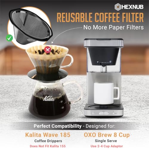 Reusable Metal Coffee Filter for Kalita Wave 185 and OXO 8 Cup