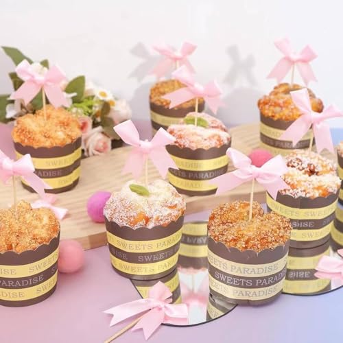 Pink Bow Cupcake Toppers