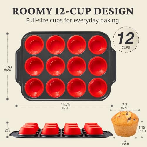Silicone Muffin Pans for Baking with Metal Frame