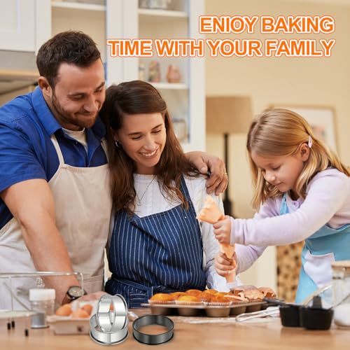 8pcs Crumpet Rings 3.94" Nonstick Round Cake Ring Stainless Steel Double Rolled English Pastry Rings for Kitchen Baking Crumpet Dessert (8 Count)