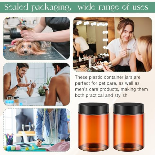 4 Pcs Plastic Jars Wide Mouth with Lids (4 Count)