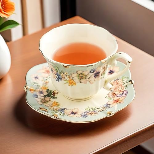 Country Roses Bone China Tea Cup and Saucer Set (3 Count)