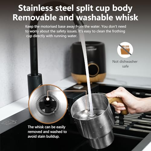 8-IN-1 Milk Frother and Steamer 550 Watts, 21 oz Split Stainless Steel Automatic Steamer, Milk's Warmer for Latte, Cappuccino, Hot and Cold Froth, Heated Milk, Hot Chocolate, Baby Food, Black (21 Ounce)