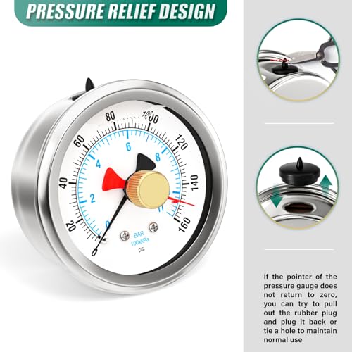 0 160PSI Stainless Steel with Reset Pointer Liquid Filled Pressure Gauge
