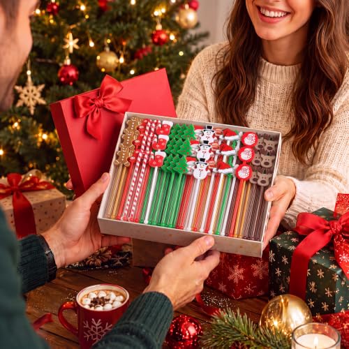 64 Pcs Christmas Swizzle Sticks Plastic Drink Stirrers (64 Count)